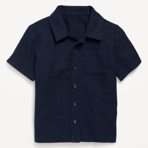 Linen-Blend Pocket Shirt for Toddler Boys