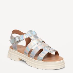 Chunky Faux-Leather Fisherman Sandals for Girls