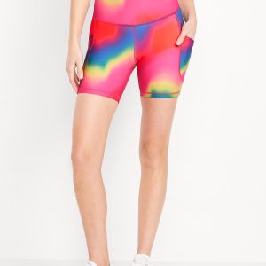 High-Waisted PowerSoft Pocket Biker Shorts -- 6-inch inseam