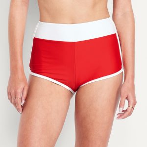 High-Waisted Matte Swim Shorts