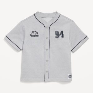 Oversized Fleece Baseball Shirt for Boys