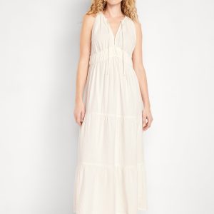 Fit & Flare Crinkle Gauze Maxi Dress