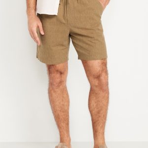 Linen-Blend Jogger Shorts -- 7-inch inseam