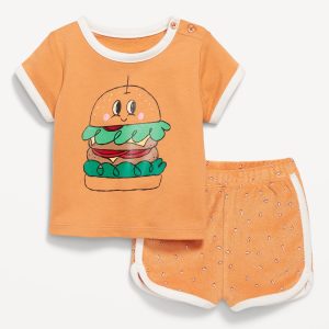 Terry Ringer Graphic T-Shirt and Shorts Set for Baby