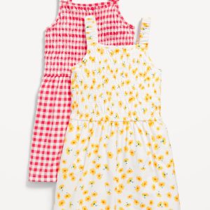 Sleeveless Smocked Romper 2-Pack for Girls