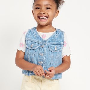 Cropped Jean Vest for Toddler Girls