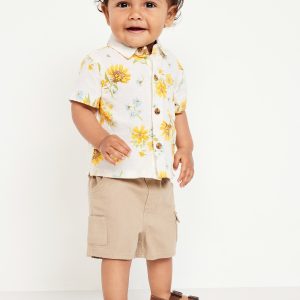 Printed Short-Sleeve Linen-Blend Shirt for Baby