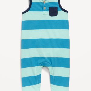 Printed Sleeveless Henley One-Piece for Baby