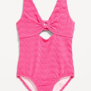 Textured Cutout One-Piece Swimsuit for Girls