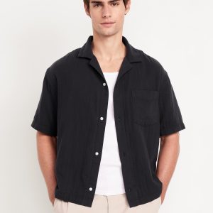 Short-Sleeve Cropped Heavyweight Camp Shirt