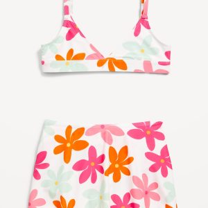 Printed Swim Top and Skirt Set for Girls