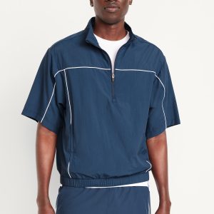 Short-Sleeve Nylon Half-Zip Top