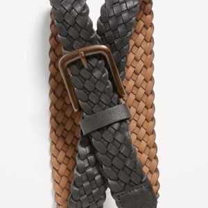 Braided Faux-Leather Belt for Men