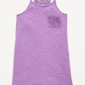 Sleeveless Crochet Racerback Dress for Toddler Girls