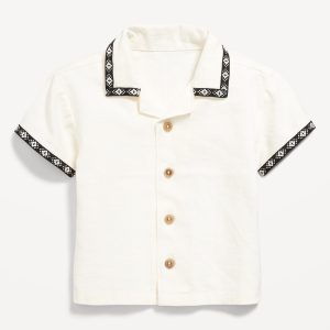 Short-Sleeve Linen-Blend Shirt for Baby