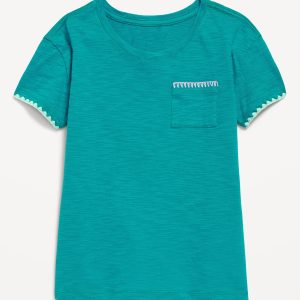 Softest Stitch-Trim Pocket T-Shirt for Girls