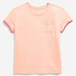 Softest Stitch-Trim Pocket T-Shirt for Girls
