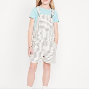 Printed Baggy Jean Shortalls for Girls