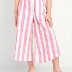 High-Waisted Pucker Wide-Leg Pants for Girls