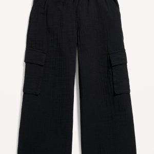 Double-Weave Wide-Leg Cargo Pants for Girls
