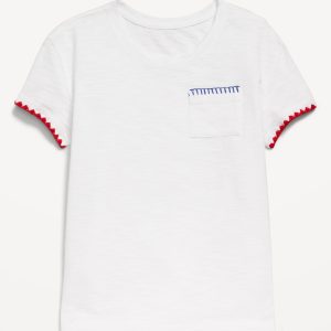 Softest Stitch-Trim Pocket T-Shirt for Girls