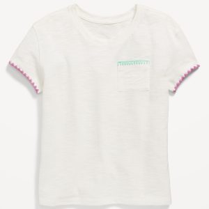Softest Stitch-Trim Pocket T-Shirt for Girls