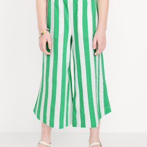 High-Waisted Pucker Wide-Leg Pants for Girls