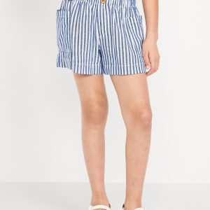 Printed Linen-Blend Utility Shorts for Girls