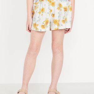 Printed Linen-Blend Utility Shorts for Girls