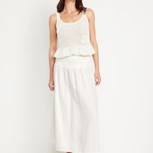 High-Waisted Crinkle Gauze Smocked Maxi Skirt