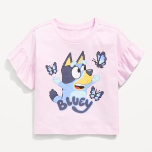 Ruffle-Sleeve Licensed Graphic T-Shirt for Toddler Girls