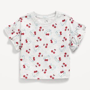 Ruffle-Sleeve Licensed Graphic T-Shirt for Toddler Girls