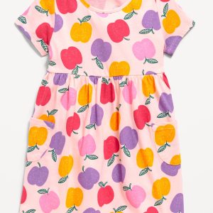 Printed Jersey-Knit Short-Sleeve Dress for Toddler Girls