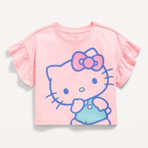 Ruffle-Sleeve Licensed Graphic T-Shirt for Toddler Girls