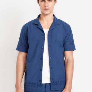 Short-Sleeve Eyelet Camp Shirt