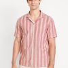 Short-Sleeve Striped Oxford Camp Shirt
