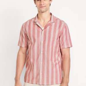 Short-Sleeve Striped Oxford Camp Shirt