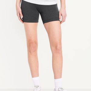 High-Waisted Jersey Biker Shorts -- 6-inch inseam