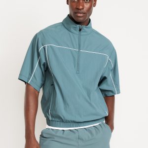 Short-Sleeve Nylon Half-Zip Top