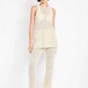 High-Waisted Crochet Flare Pants