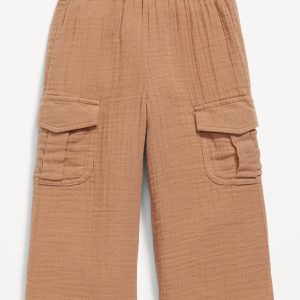 Double-Weave Wide-Leg Cargo Pants for Toddler Girls