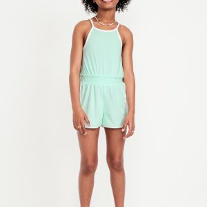 Waist-Defined Terry Romper for Girls