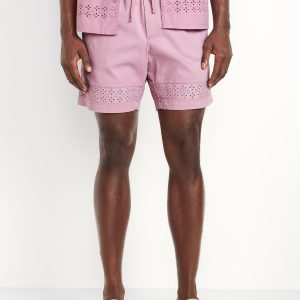 Eyelet-Hem Twill Shorts -- 7-inch inseam
