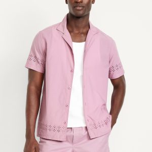 Short-Sleeve Eyelet Camp Shirt