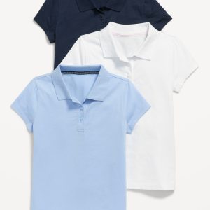 School Uniform Jersey-Knit Polo Shirt 3-Pack for Girls