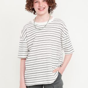 Oversized Short-Sleeve Jacquard-Knit T-Shirt for Boys