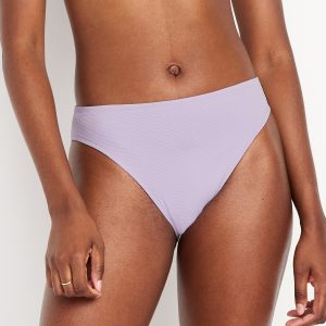 Mid-Rise Textured Bikini Swim Bottoms