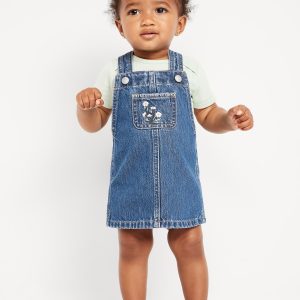 Embroidered Jean Skirtall Dress for Baby
