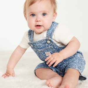 Loose Printed Jean Shortalls for Baby