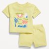 French-Terry Graphic Top and Shorts Set for Baby